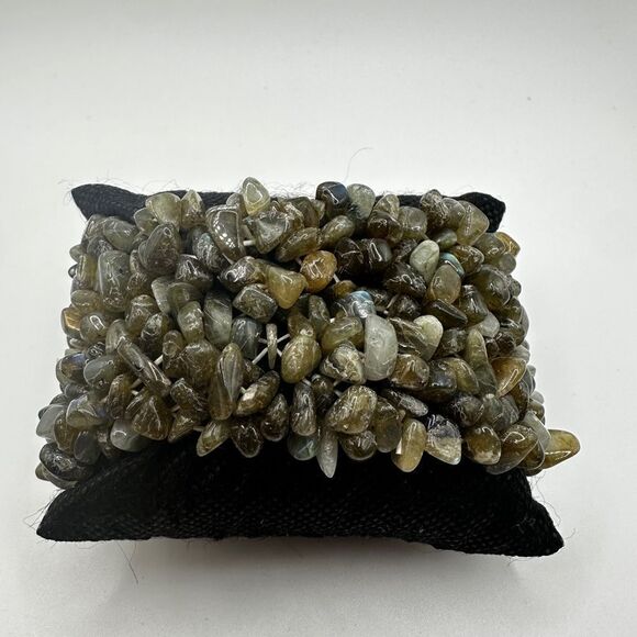 ALL Labradorite chip stretchy bracelet! 1.75" thick! - Picture 10 of 10